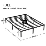 Greenstell Platform Bed Frame with RGB LED Lights, Charging Station and Ample Storage Space, 14 Inches High Heavy Duty Metal Bed Frame, Sturdy Steel Slat Support, No Box Spring Needed, Noise Free, Easy Assembly, Black