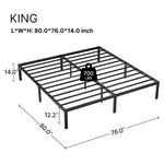 Greenstell Platform Bed Frame with RGB LED Lights, Charging Station and Ample Storage Space, 14 Inches High Heavy Duty Metal Bed Frame, Sturdy Steel Slat Support, No Box Spring Needed, Noise Free, Easy Assembly, Black
