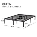 Greenstell Platform Bed Frame with Charging Station & Under Bed Storage Space, Sturdy Steel Slat Supports, No Box Spring Needed, Easy Assembly, Noise Free, Non-Slip, Black
