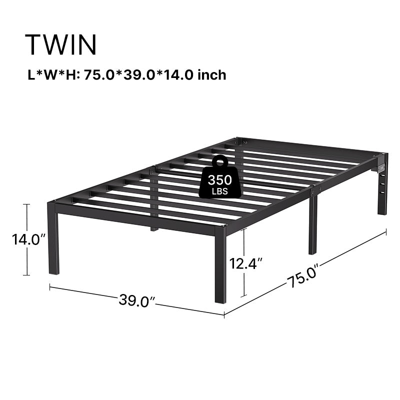 Greenstell Platform Bed Frame with Charging Station & Under Bed Storage Space, Sturdy Steel Slat Supports, No Box Spring Needed, Easy Assembly, Noise Free, Non-Slip, Black