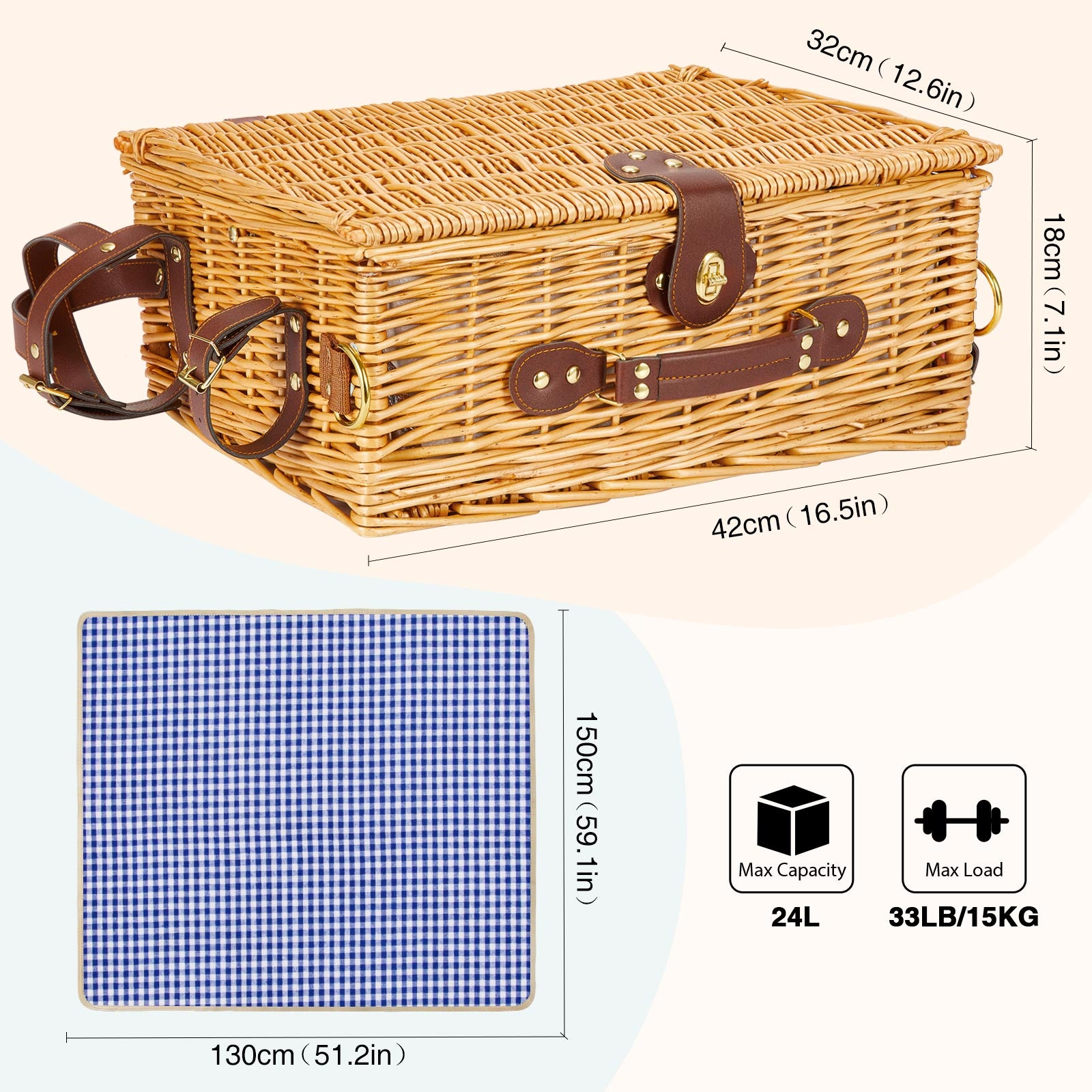 Insulation Wicker Greenstell Picnic Laye Sets High Sealing with Basket