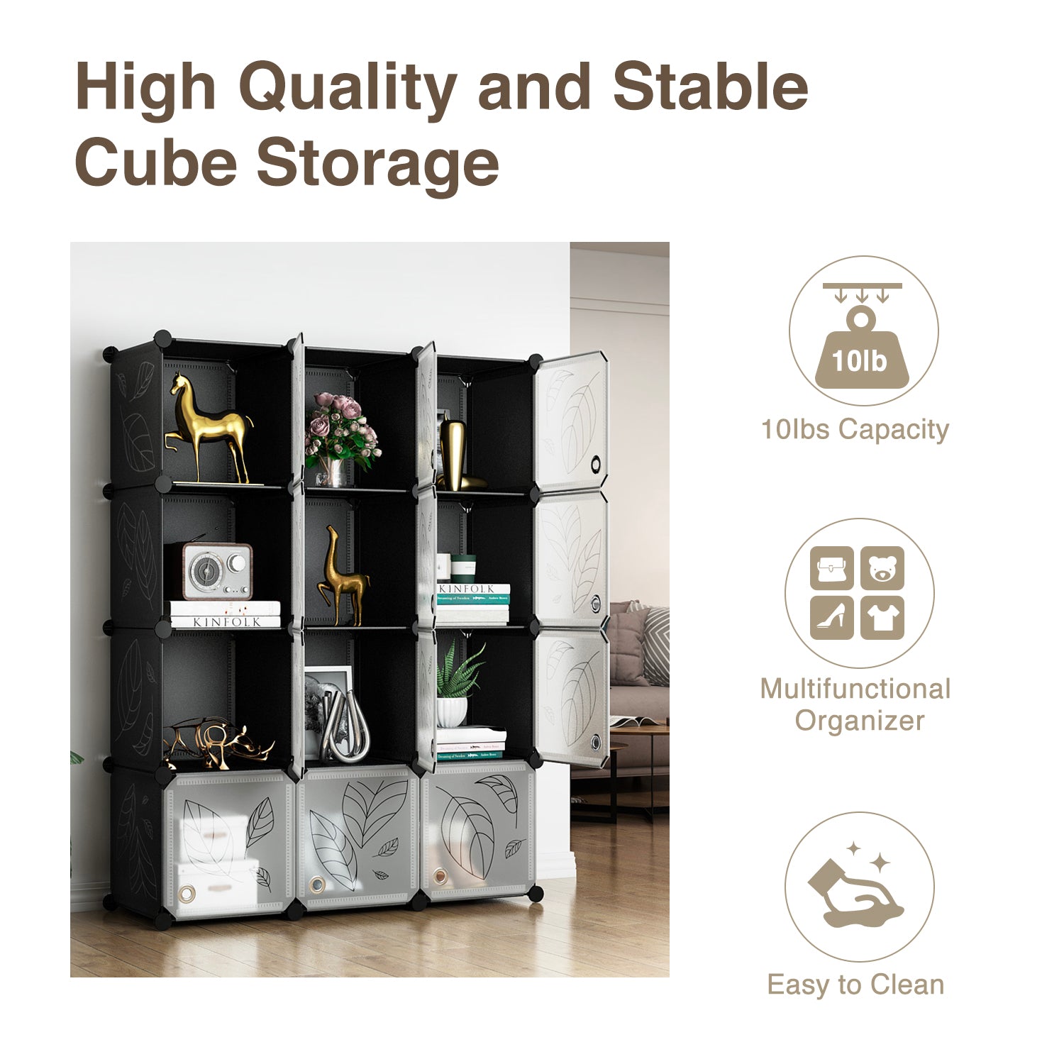 Greenstell Plastic Stackable Cube Storage Organizer 12 Portable Closet