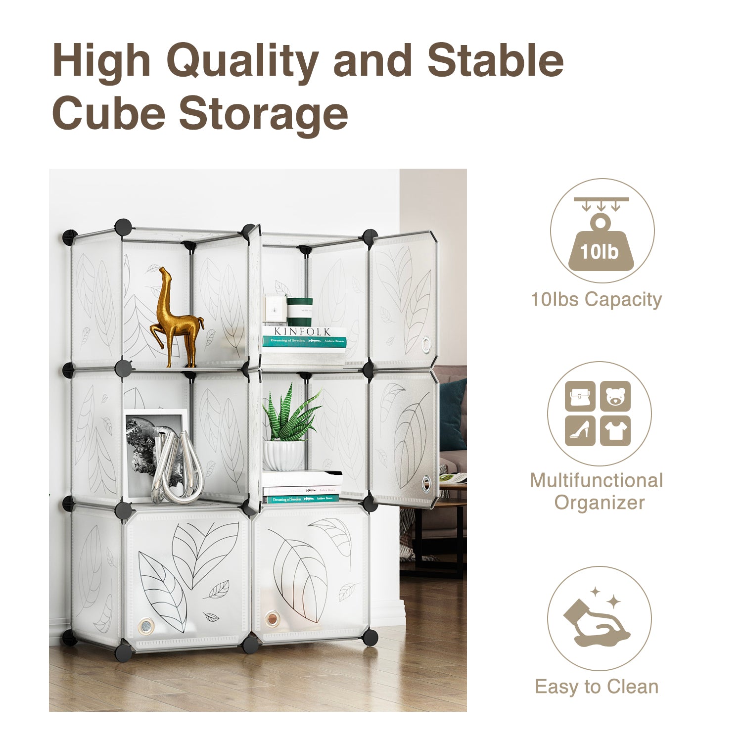 Greenstell Plastic Stackable Cube Storage 30 Closet Cubes Black